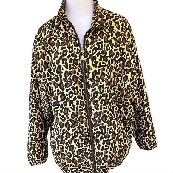 Vintage 90’s Silk Leopard/ Cheetah Lightweight Quilted Jacket Medium - Picture 1 of 6